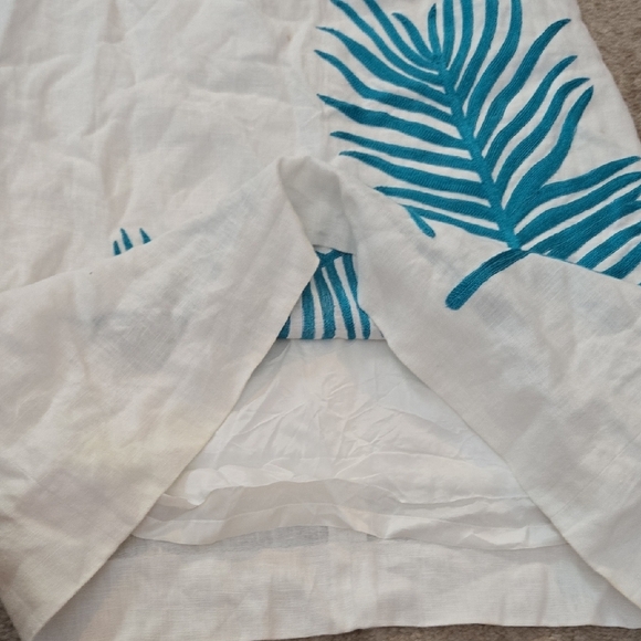 Karen Kane Size Medium 100% Linen Acetate Leaf Embroidery Shift Dress - Picture 9 of 9